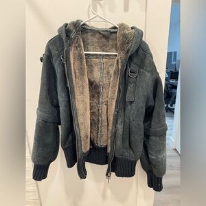 Fur lined leather jacket